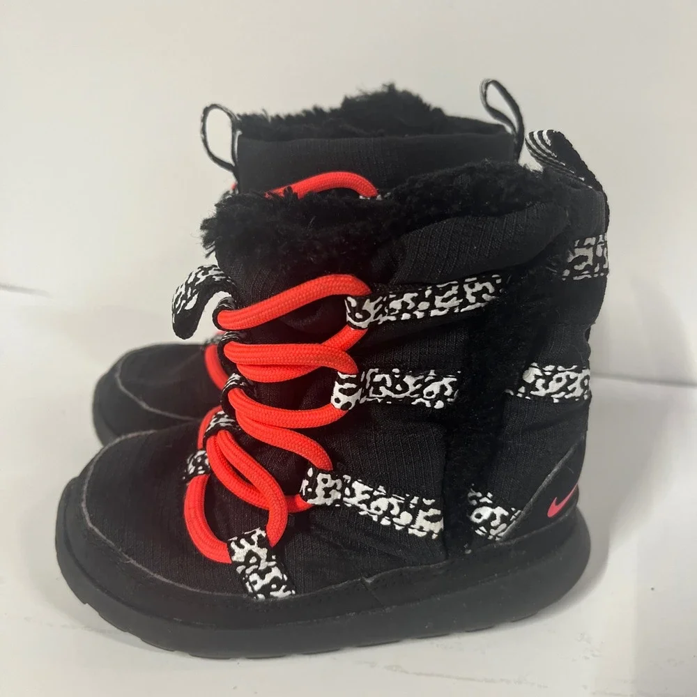 Nike Kids‎ Snow Boots Black Faux Fur Toddler Size 6C Winter